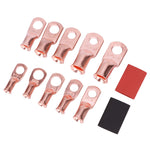 100Pcs Cable Lug Kit Brass Connector AWG Terminal Black Red Heat Shrinkable H Tube 12x30mm