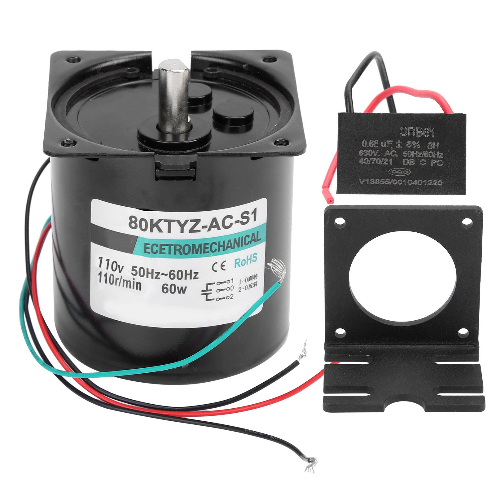 AC Synchronous Motor with Capacitance Bracket CW/CCW Large Torsion Low Speed 60W XD80KTYZ110rpm/min AC110V