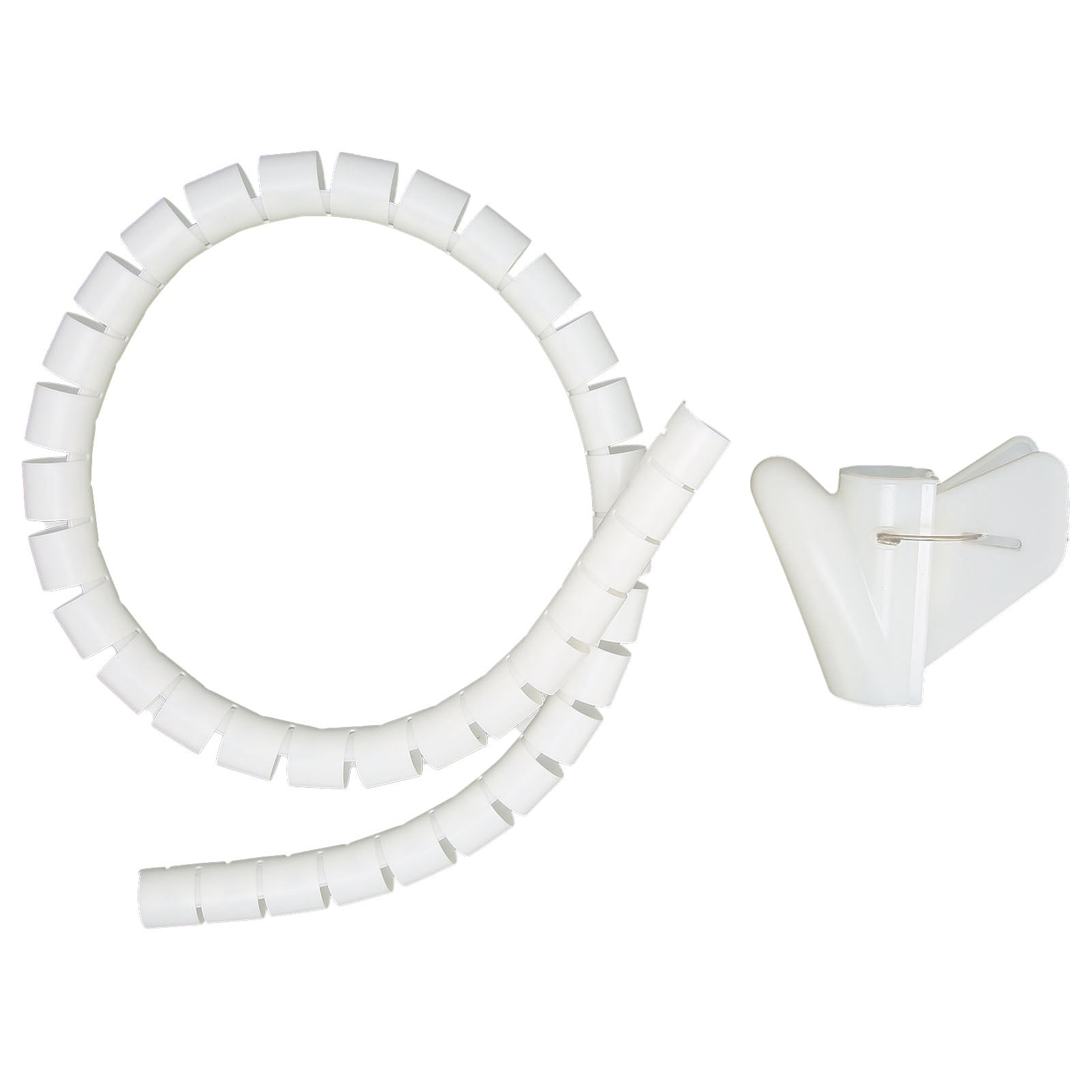 Cable Sleeve Organizer Coiled Wire Management Winding Tube Open Type with Clip 10meter WhiteDia42mm