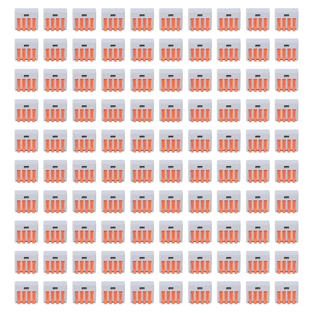 100pcs 4 Way Spring Lever Terminal Block Reusable Electrical Wire Cable ConnectorPCT-214