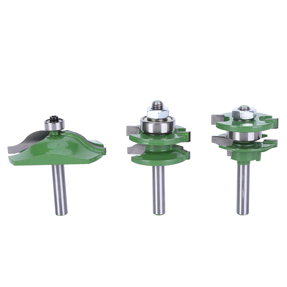 3Pcs 8-Shank Cutter Drill Set T Shape Wood Milling Cutter Adjustable Cabinet Bit Kit(3Pcs Door Panel ＋Knife )