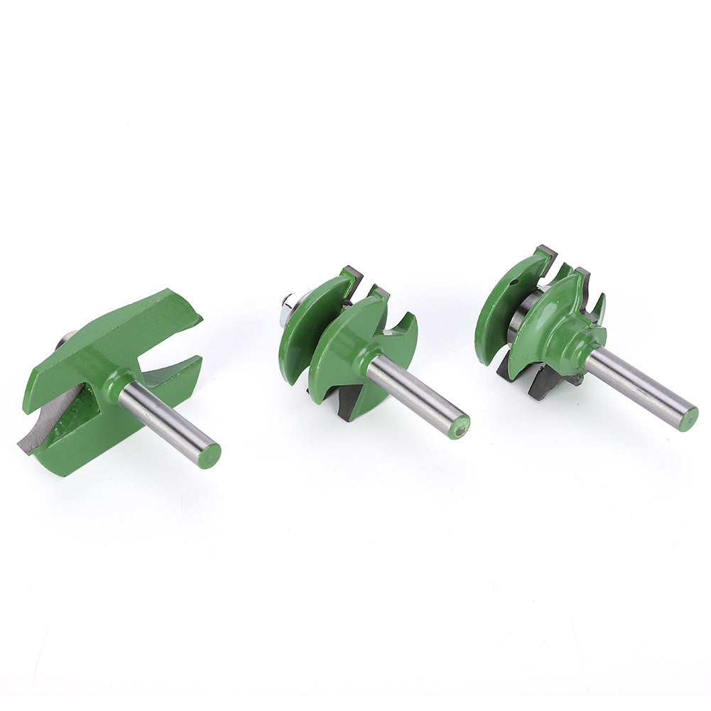 3Pcs 8-Shank Cutter Drill Set T Shape Wood Milling Cutter Adjustable Cabinet Bit Kit(3Pcs Door Panel ＋Knife )