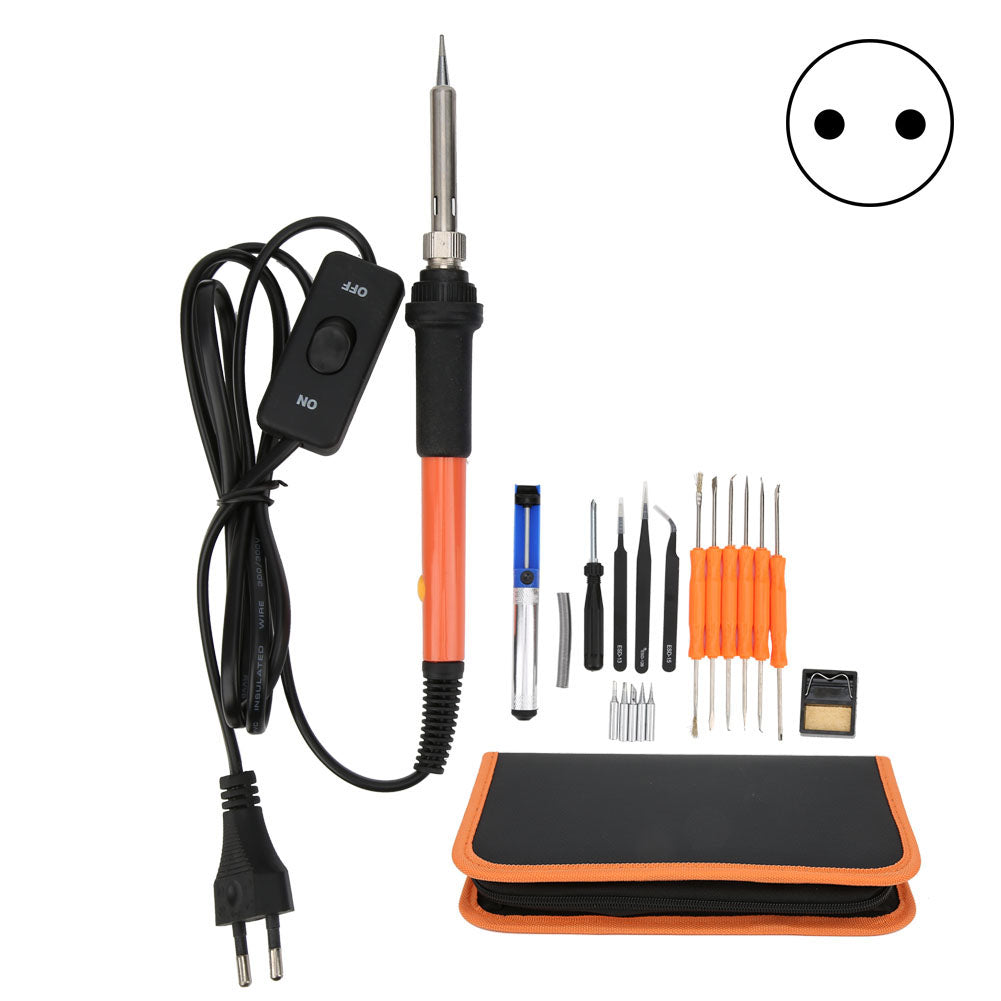 20Pcs Electric Soldering Iron Set Temperature Adjustable with Switch Welding ToolsAC220V EU Plug