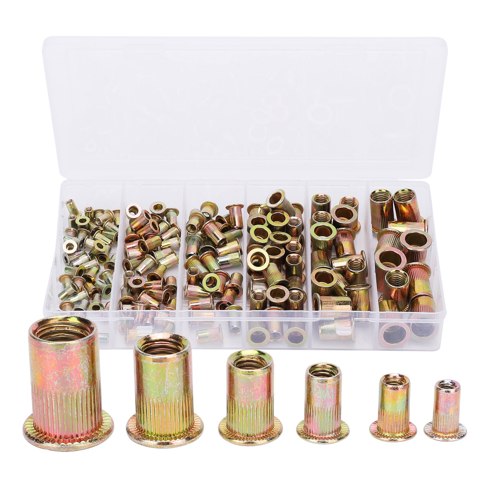 150pcs Zinc Plated Carbon Steel Rivet Nuts Galvanized Insert Nut Threaded Fastener Nut Set