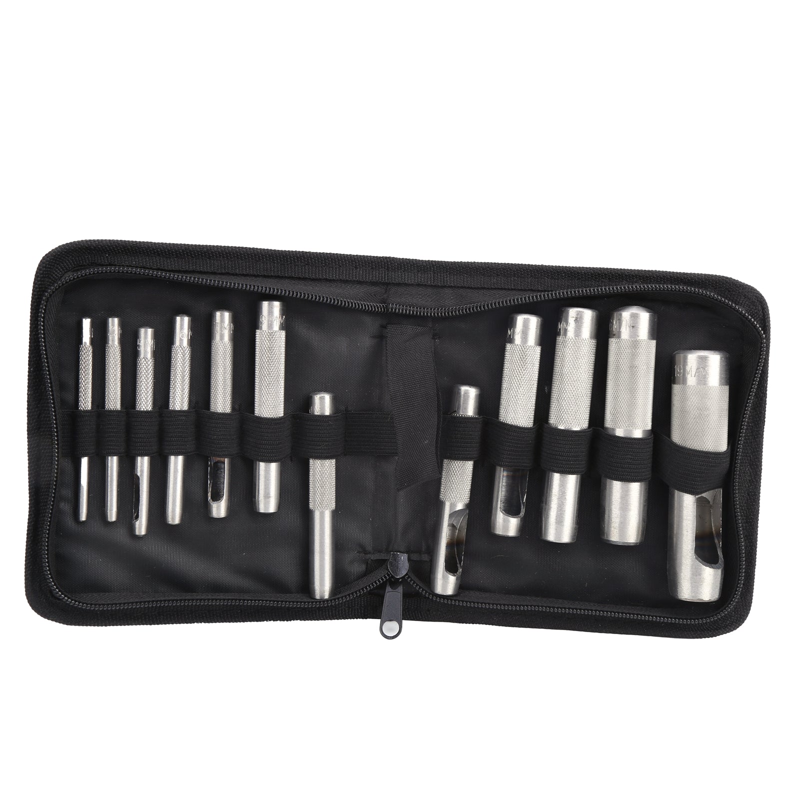 12Pcs Carbon Steel Leather Puncher Belts Hole Manual Chisel Punch Tools Hardware 3‑19mm