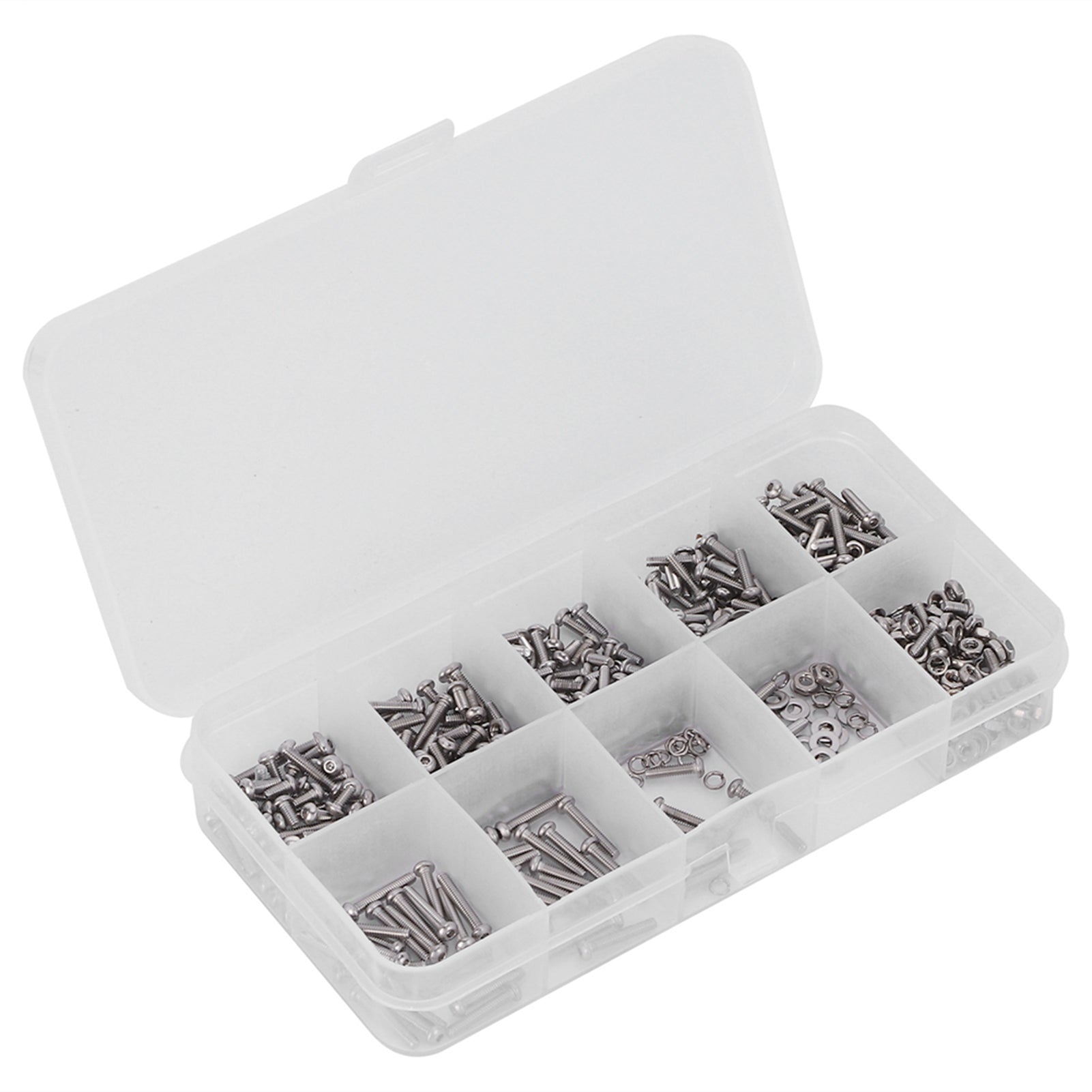 600Pcs Screw Nut Set 304 Stainless Steel Hex Socket Bolt Flat Spring Washer Fasteners