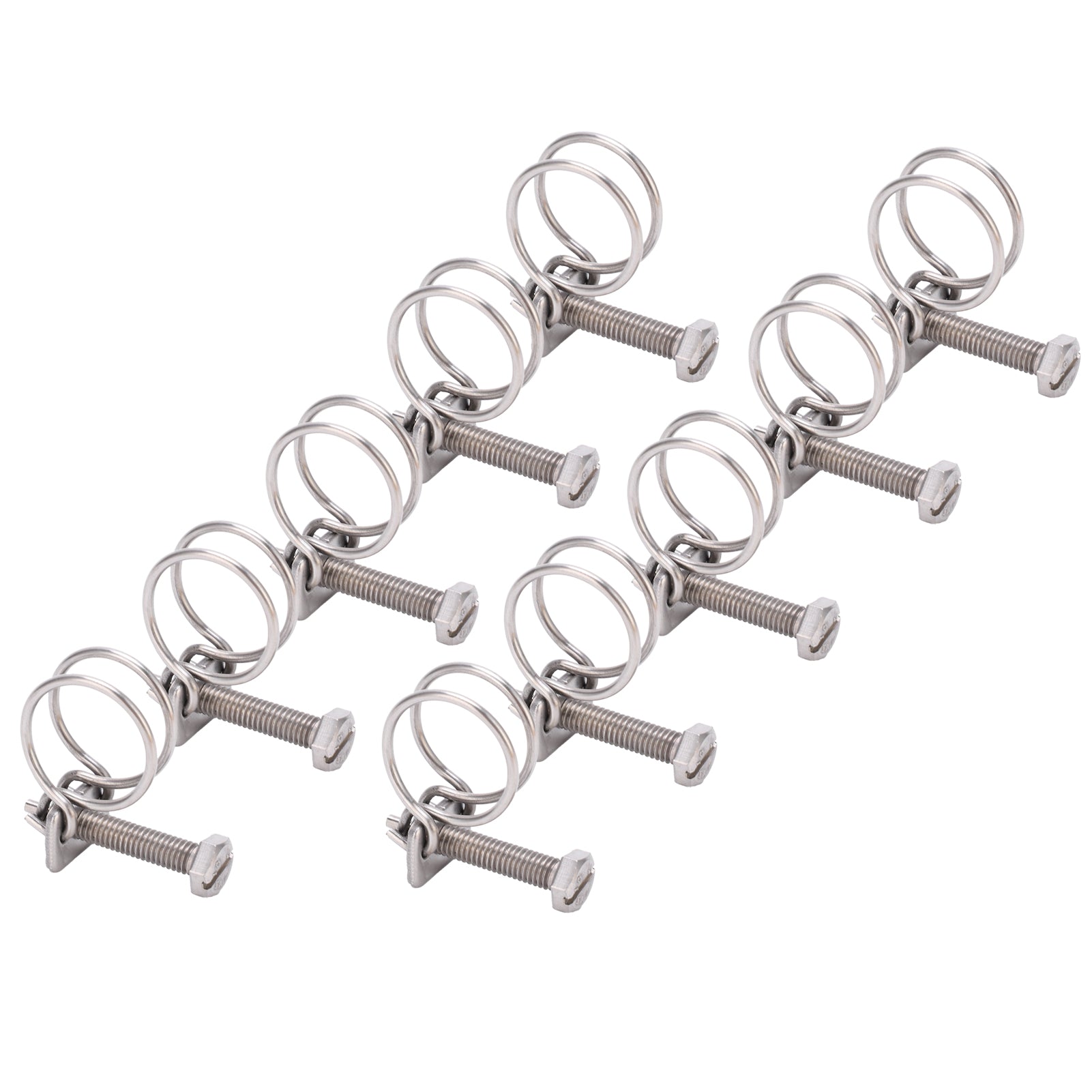 10Pcs Double Wire Hose Clips 304 Stainless Steel Water Pipe Band Tube Clamp Kit Fastener