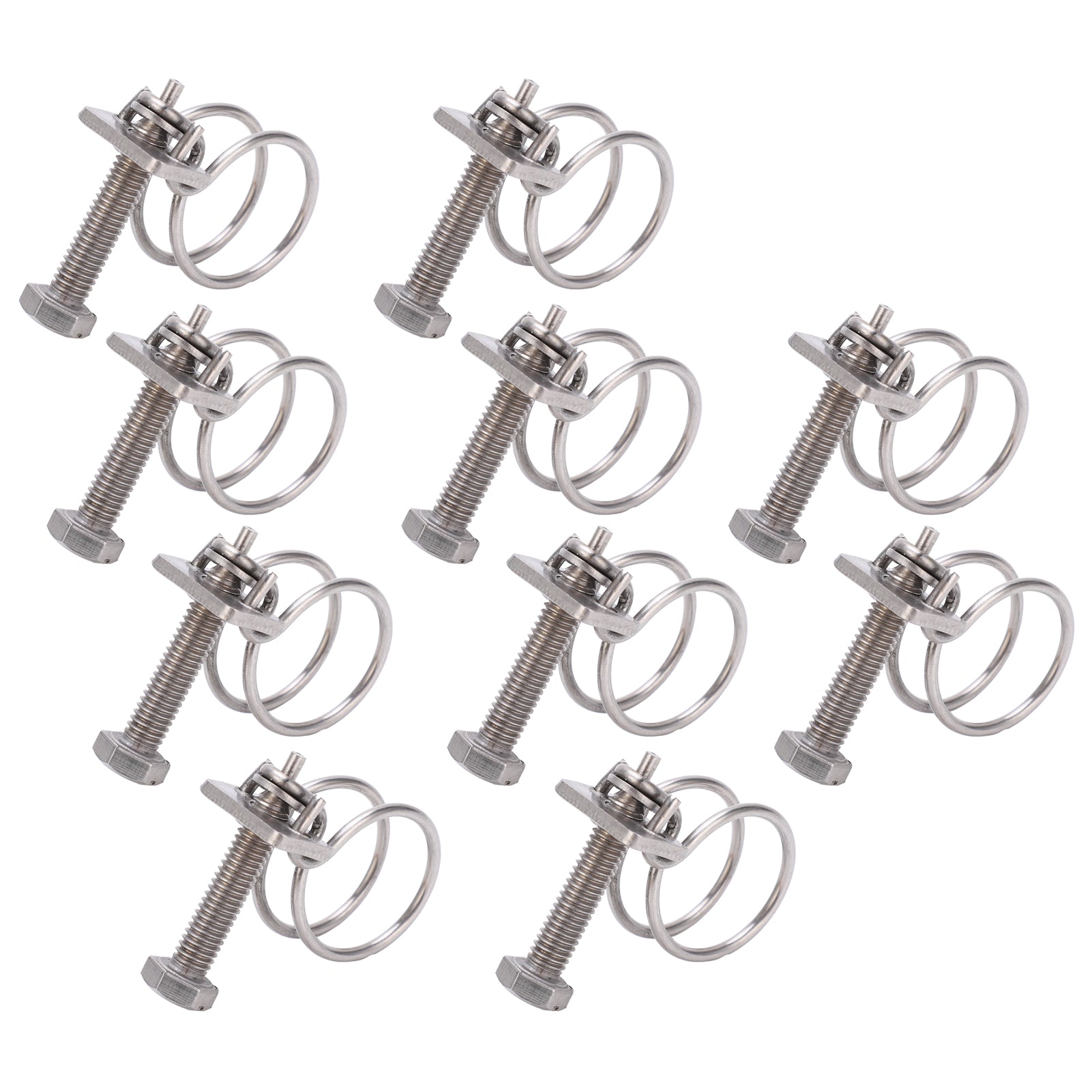 10Pcs Double Wire Hose Clips 304 Stainless Steel Water Pipe Band Tube Clamp Kit Fastener