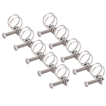 10Pcs Double Wire Hose Clips 304 Stainless Steel Water Pipe Band Tube Clamp Kit Fastener