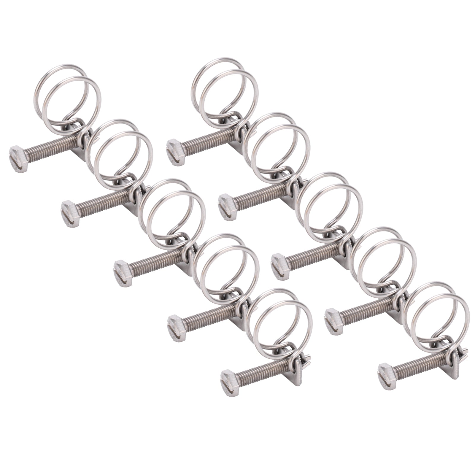 10Pcs Double Wire Hose Clips 304 Stainless Steel Water Pipe Band Tube Clamp Kit Fastener