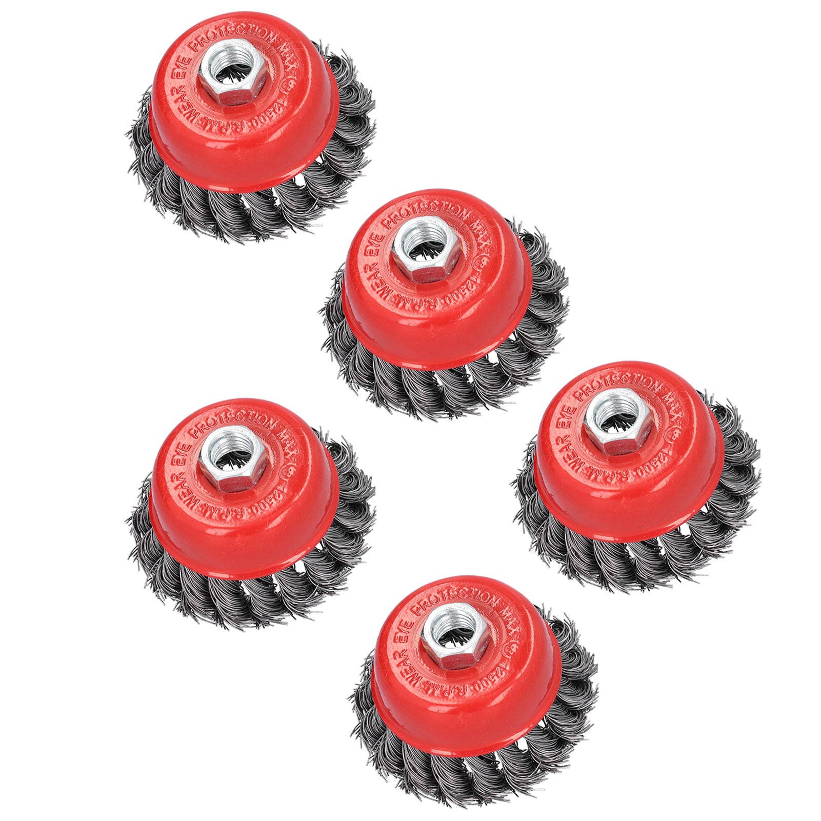 5Pcs Wire Cup Brush Wheel Twisted Knotted for Grinders Cleaning Rust Burring M14 Screw Thread