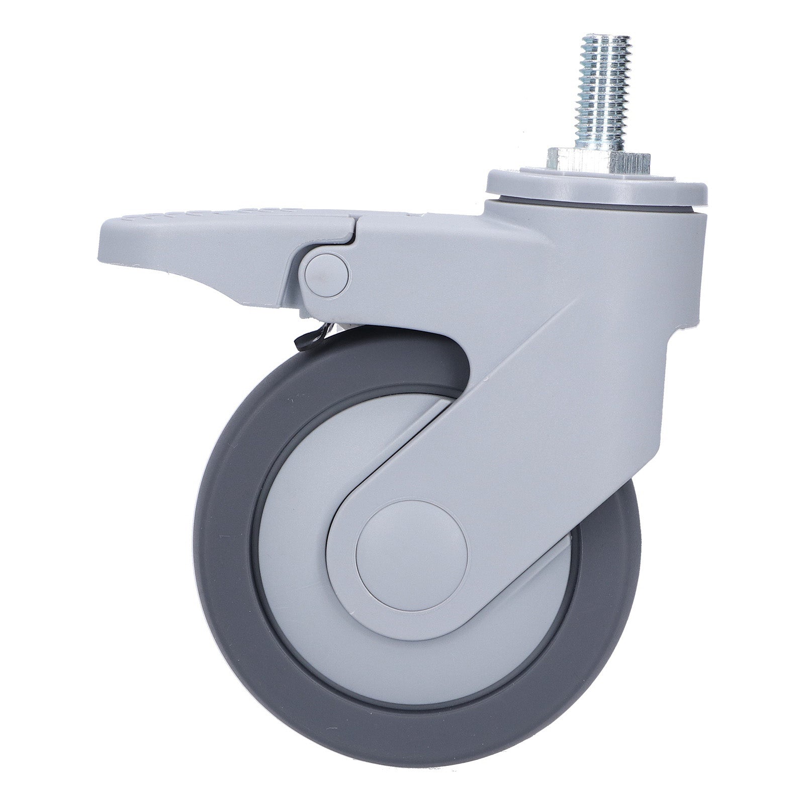 4in Caster M12 Thread Stem Silent Universal Wheel with Brake Furniture Rolling Accessories