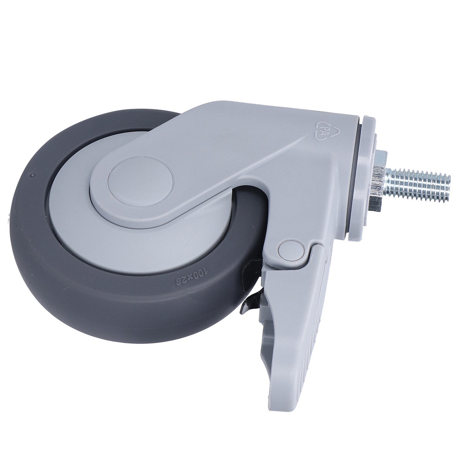 4in Caster M12 Thread Stem Silent Universal Wheel with Brake Furniture Rolling Accessories