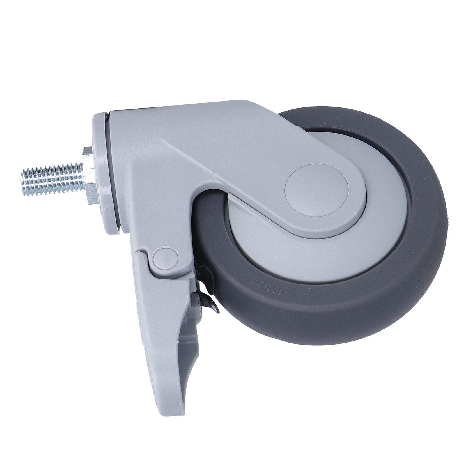 4in Caster M12 Thread Stem Silent Universal Wheel with Brake Furniture Rolling Accessories