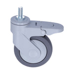 4in Caster M12 Thread Stem Silent Universal Wheel with Brake Furniture Rolling Accessories