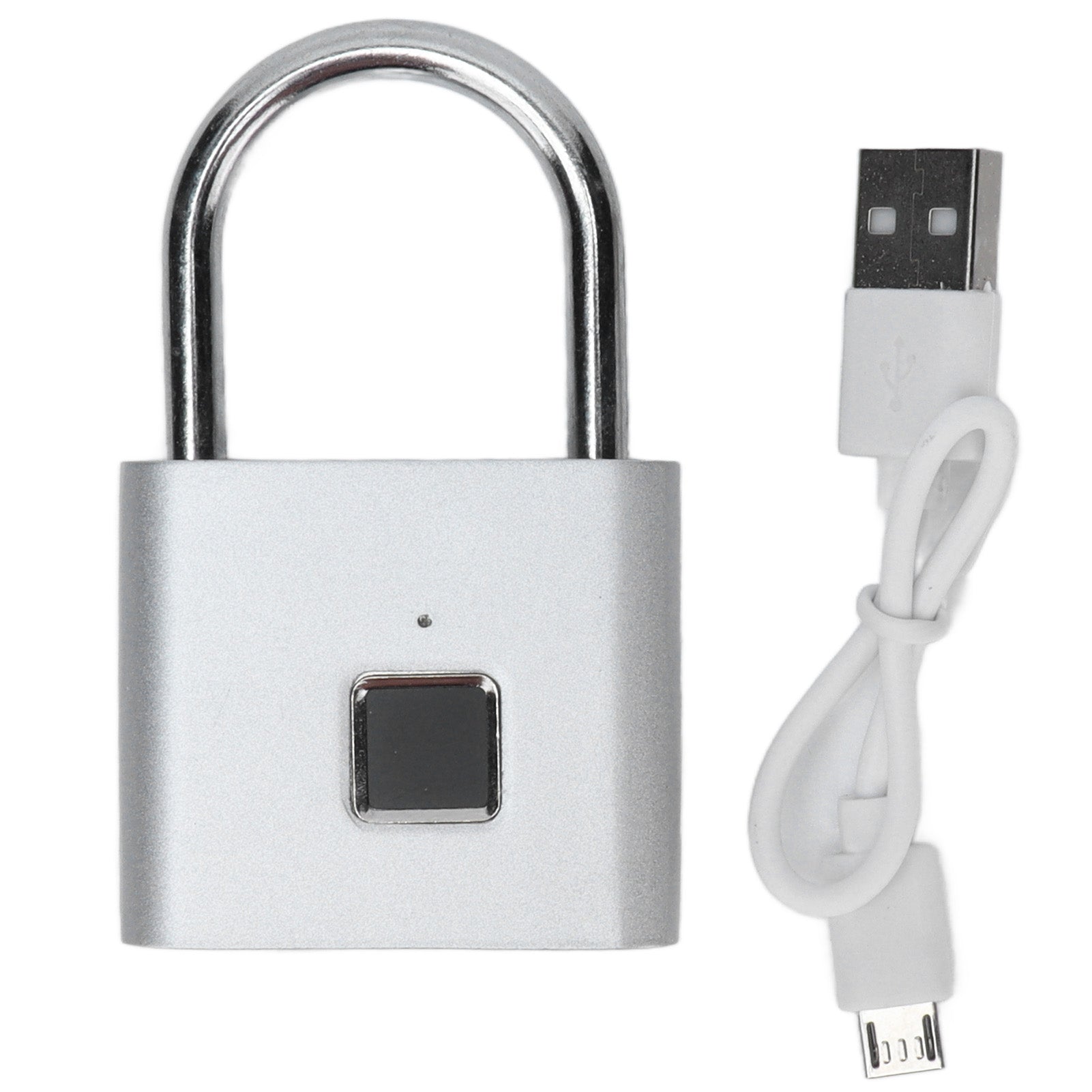 Fingerprint Padlock Zinc Alloy Smart Office Home Cabinet Door Dormitory Locker Fingerprint LockSilver