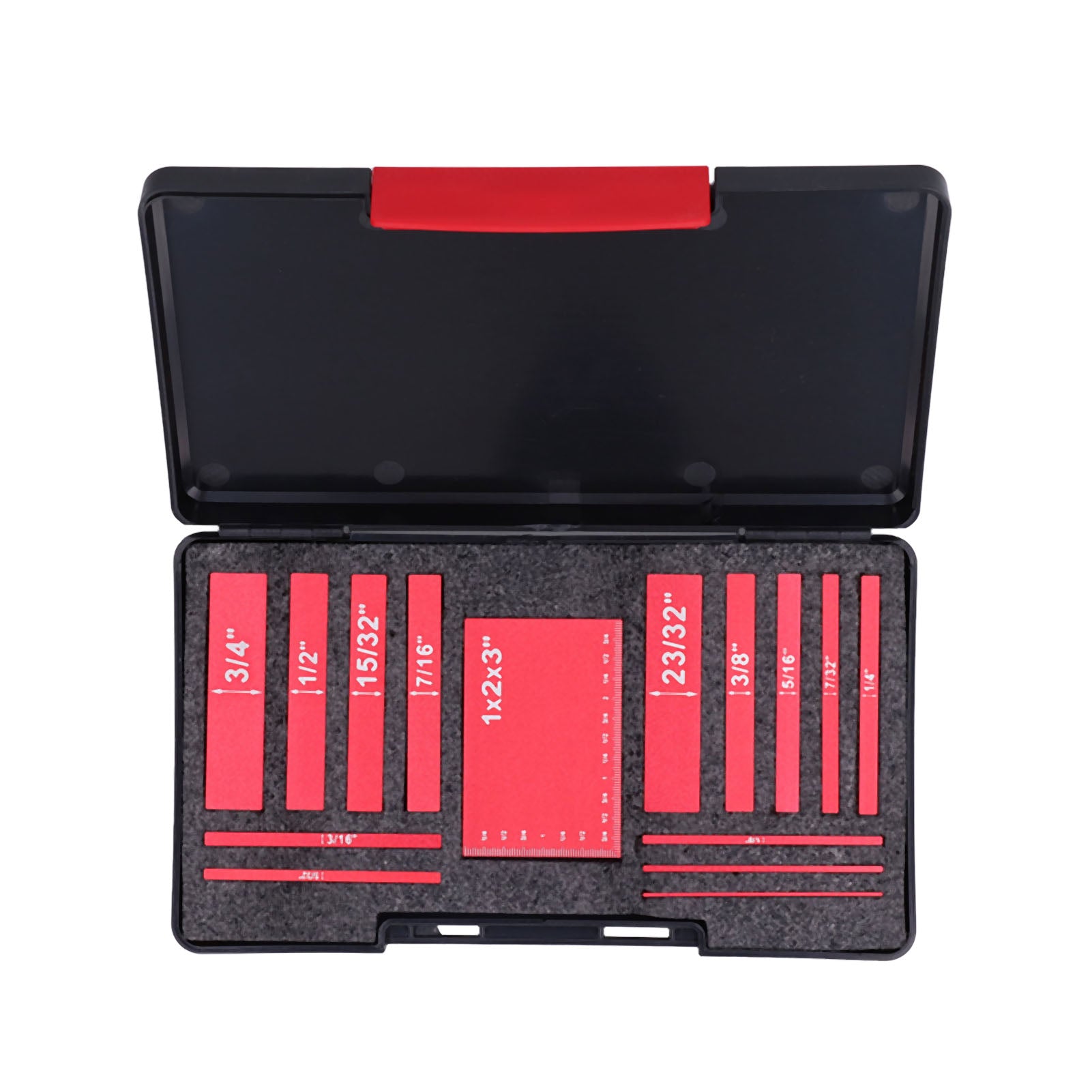 15pcs Setup Blocks Laser Engraved Size Aluminum Alloy High Strength Height Gauge Set for WoodworkingRed