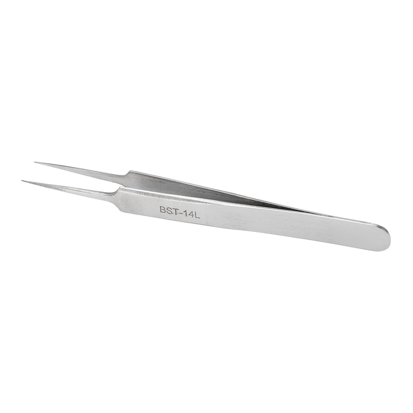 Stainless Steel Tweezer Anti Wear Rust Corrosion Abrasion Acid High Hardness Industrial Fine Point Tweezer 14L