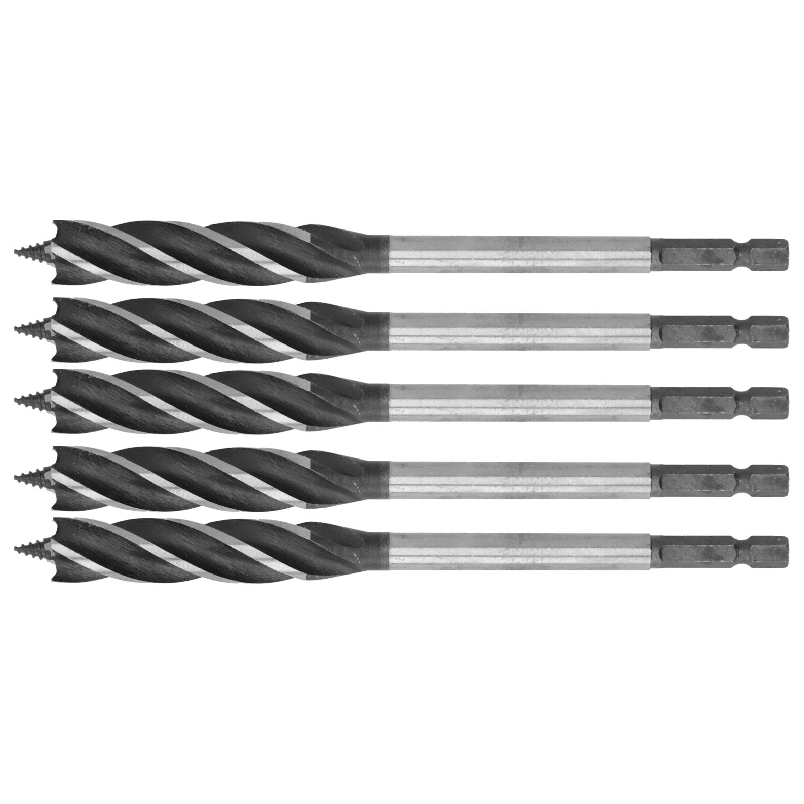 5Pcs Woodworking Drill Bit Metal Hole Saw Auger Bit 4‑Fulte 4‑Slot Hex Shank Cutter Tool 14mm