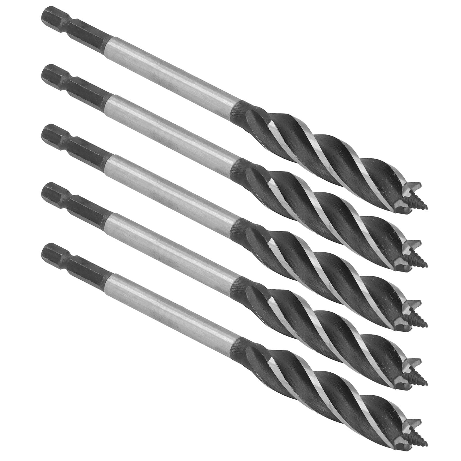 5Pcs Woodworking Drill Bit Metal Hole Saw Auger Bit 4‑Fulte 4‑Slot Hex Shank Cutter Tool 14mm
