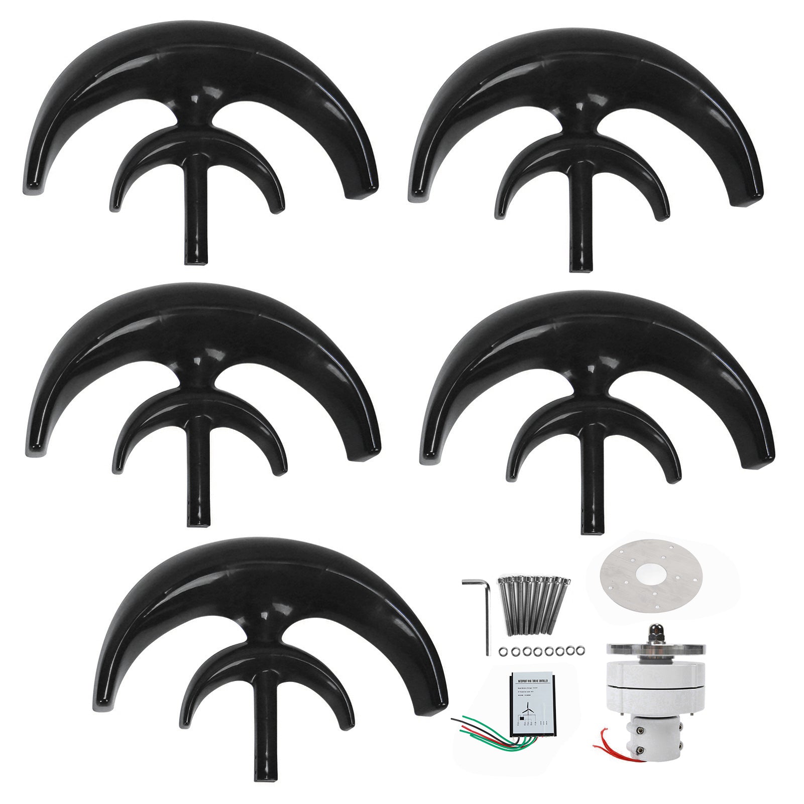 Wind Turbine Kit 800W 5 Blade Generator AC Motor Solar System Lantern Type DoubleLayer Black(24V )