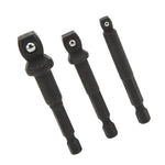 3Pcs Socket Adapter 1/2in 3/8in 1/4in Hex Shank Chrome Vanadium Steel Tool Set Kit