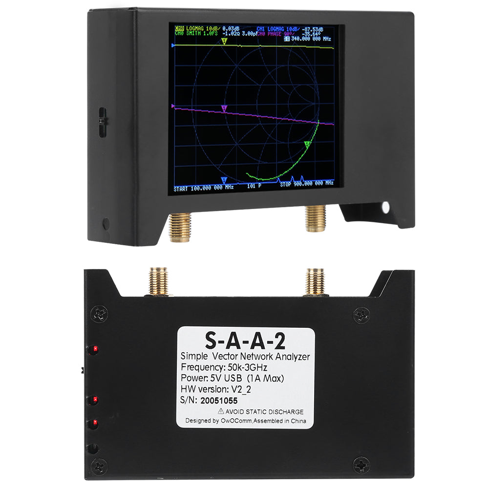 50KHz‑3GHZ Antenna Analyzer 2.8in Screen with Shell Network Analysising Tool SAA2 NanoVNA V2