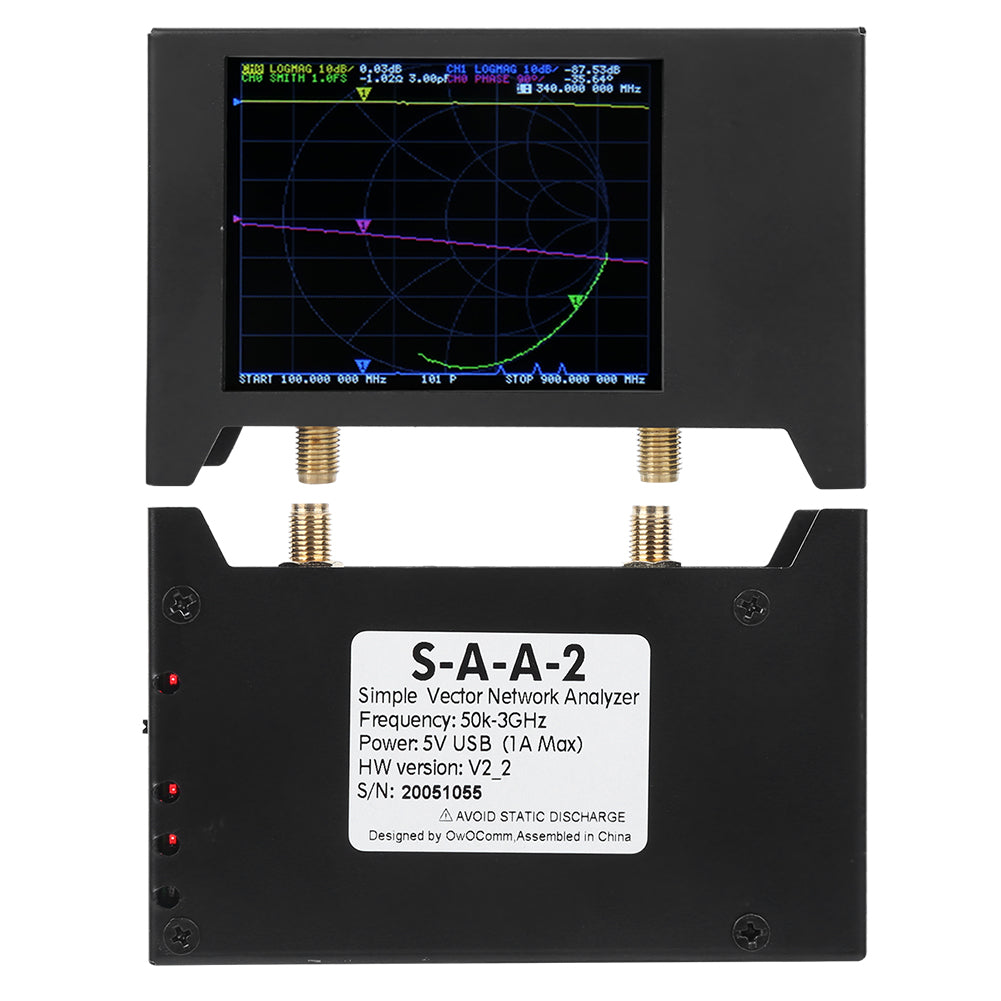 50KHz‑3GHZ Antenna Analyzer 2.8in Screen with Shell Network Analysising Tool SAA2 NanoVNA V2
