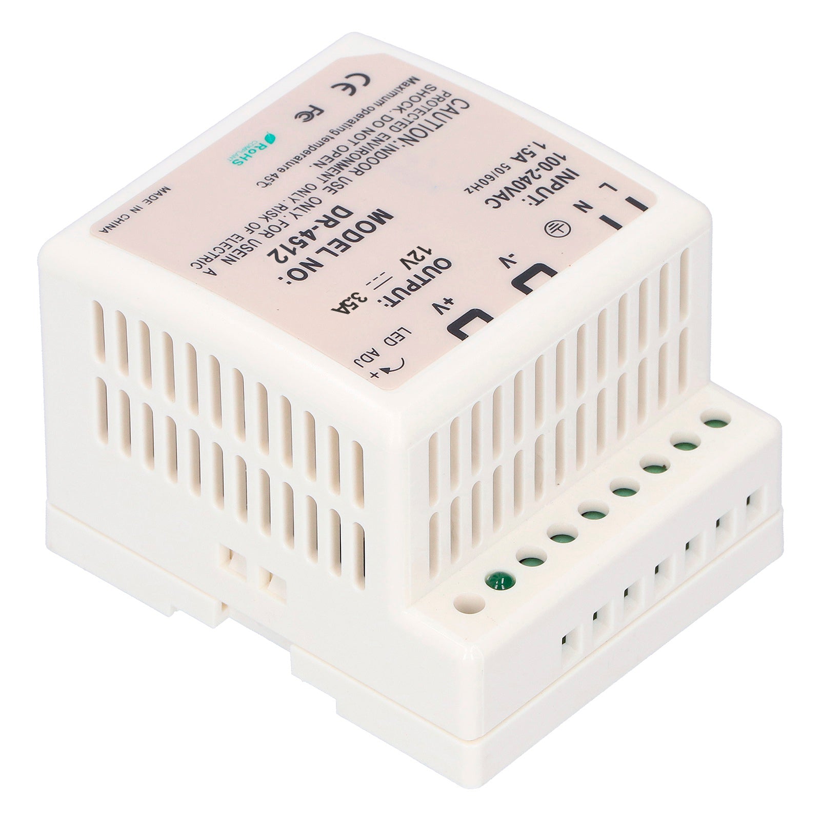 DIN Rail Power Supply LED Switching Adjustable Regulated for Electric Control CabinetDR‑45‑12
