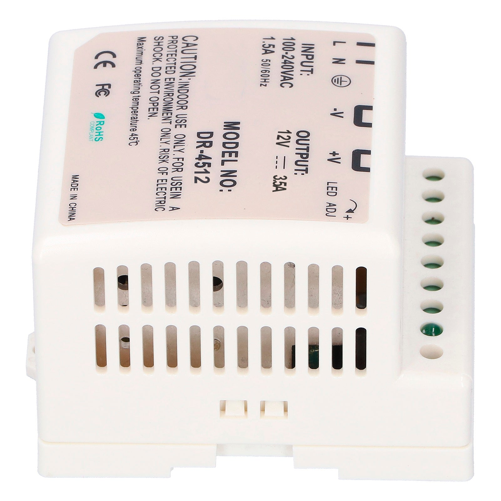 DIN Rail Power Supply LED Switching Adjustable Regulated for Electric Control CabinetDR‑45‑12