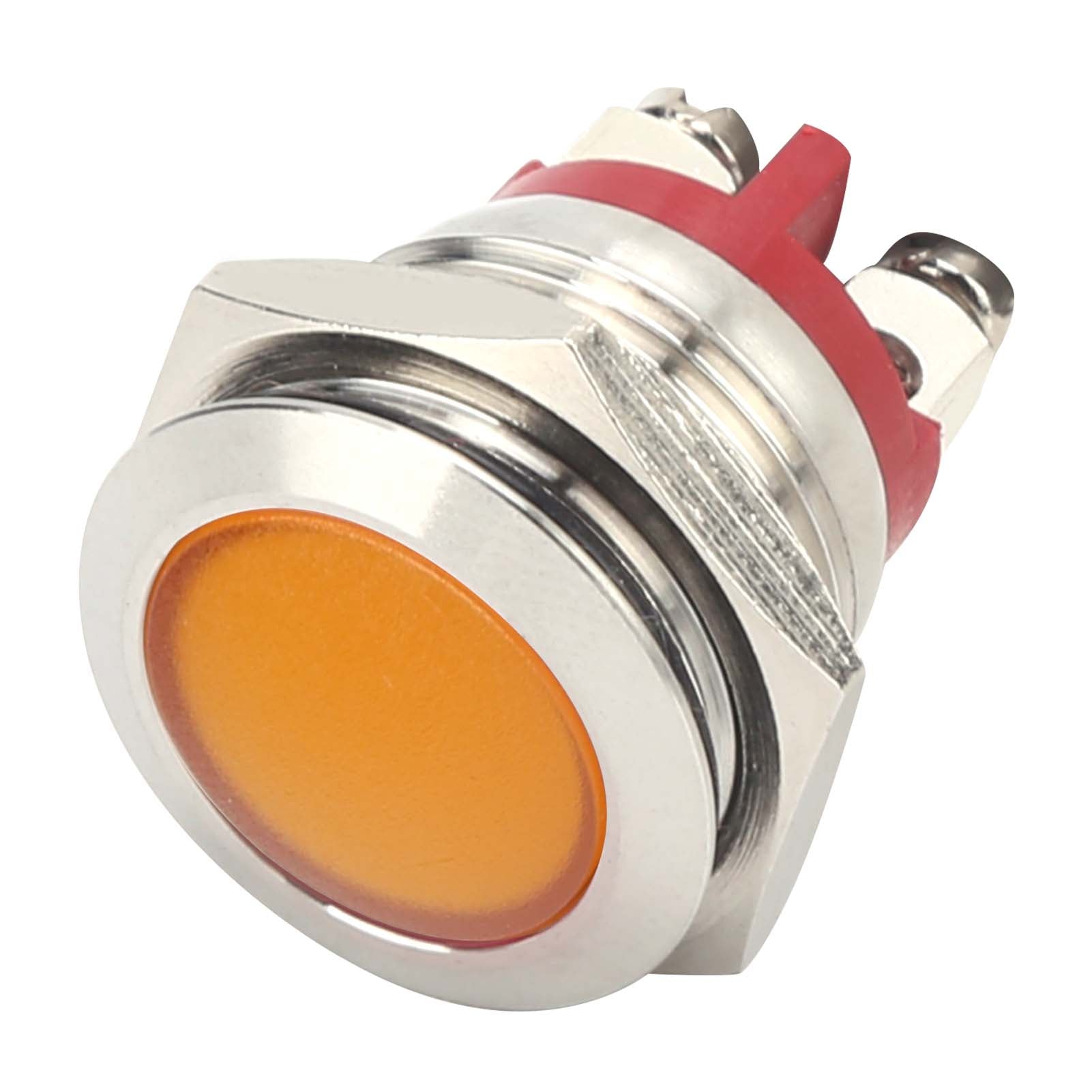 0.6in LED Indicator Bright Signal Light FlameRetardant Base IP66 Waterproof Universal(Yellow )