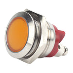 0.6in LED Indicator Bright Signal Light FlameRetardant Base IP66 Waterproof Universal(Yellow )