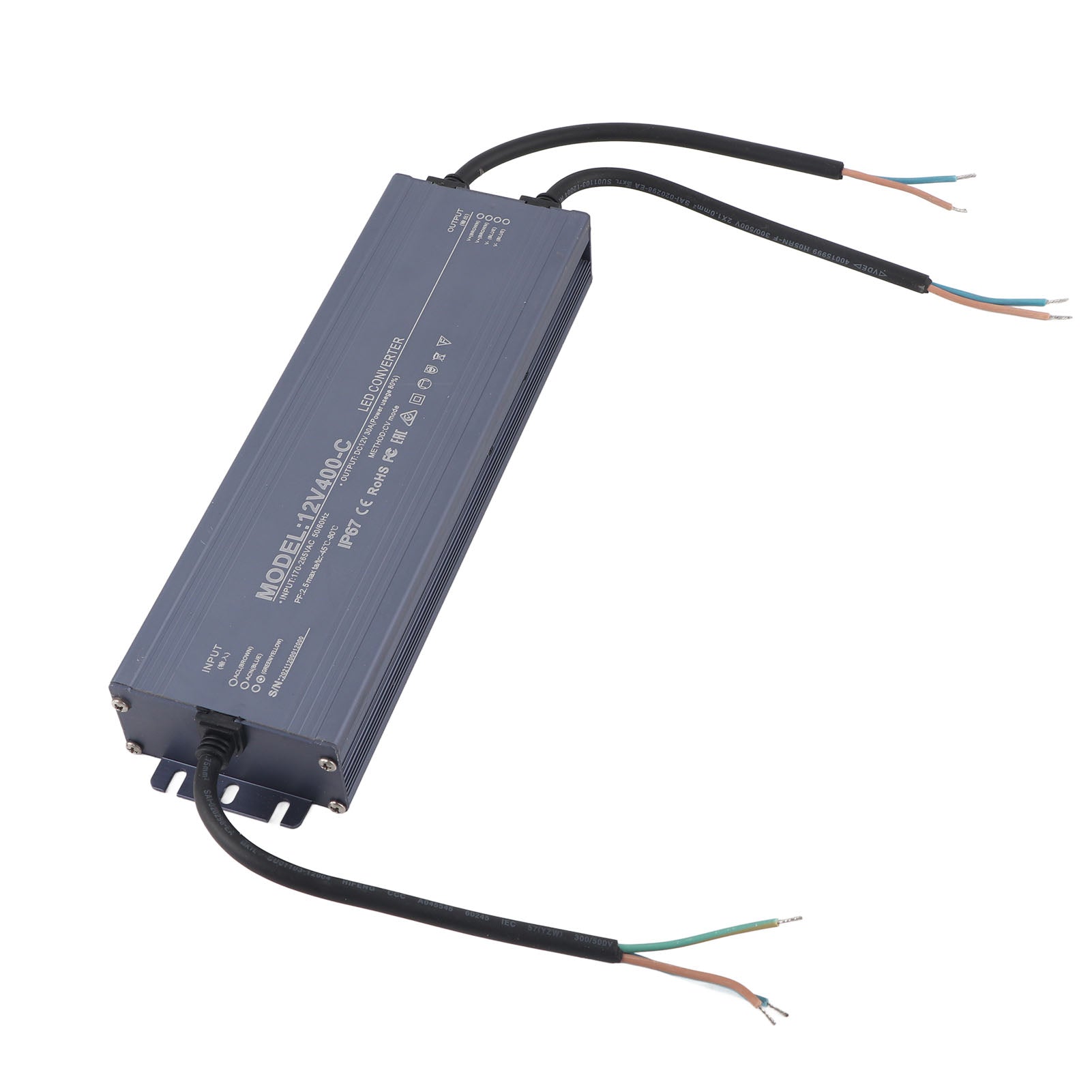 Waterproof LED Driver IP67 Constant Voltage Power Supplies Protection Chip 400W AC170‑265V12V 30A