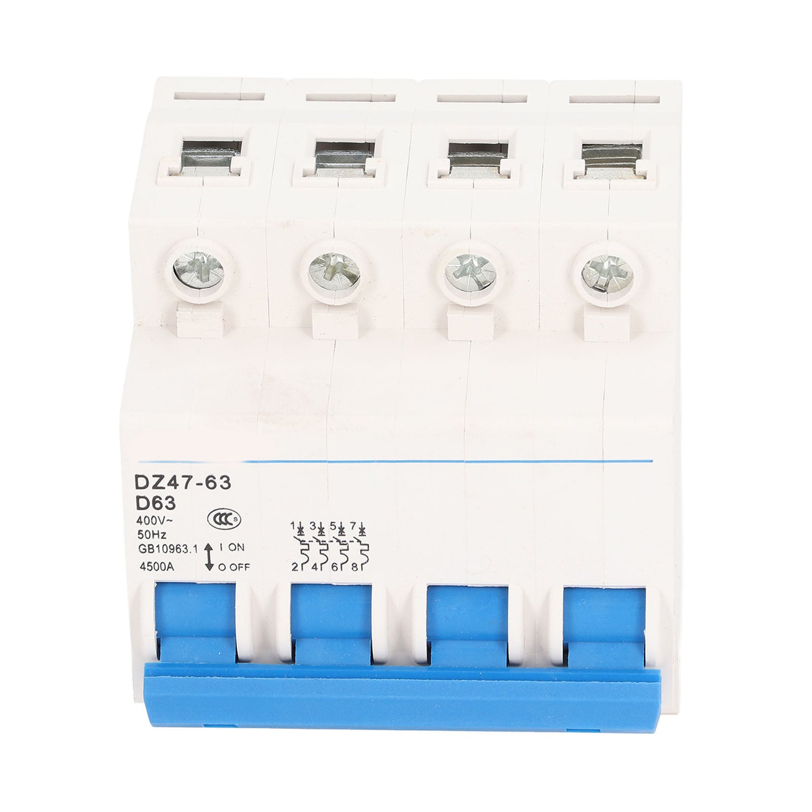 4P Miniature Circuit Breaker DIN Rail Mount Low Voltage Overload Protection Switch 400V 63A