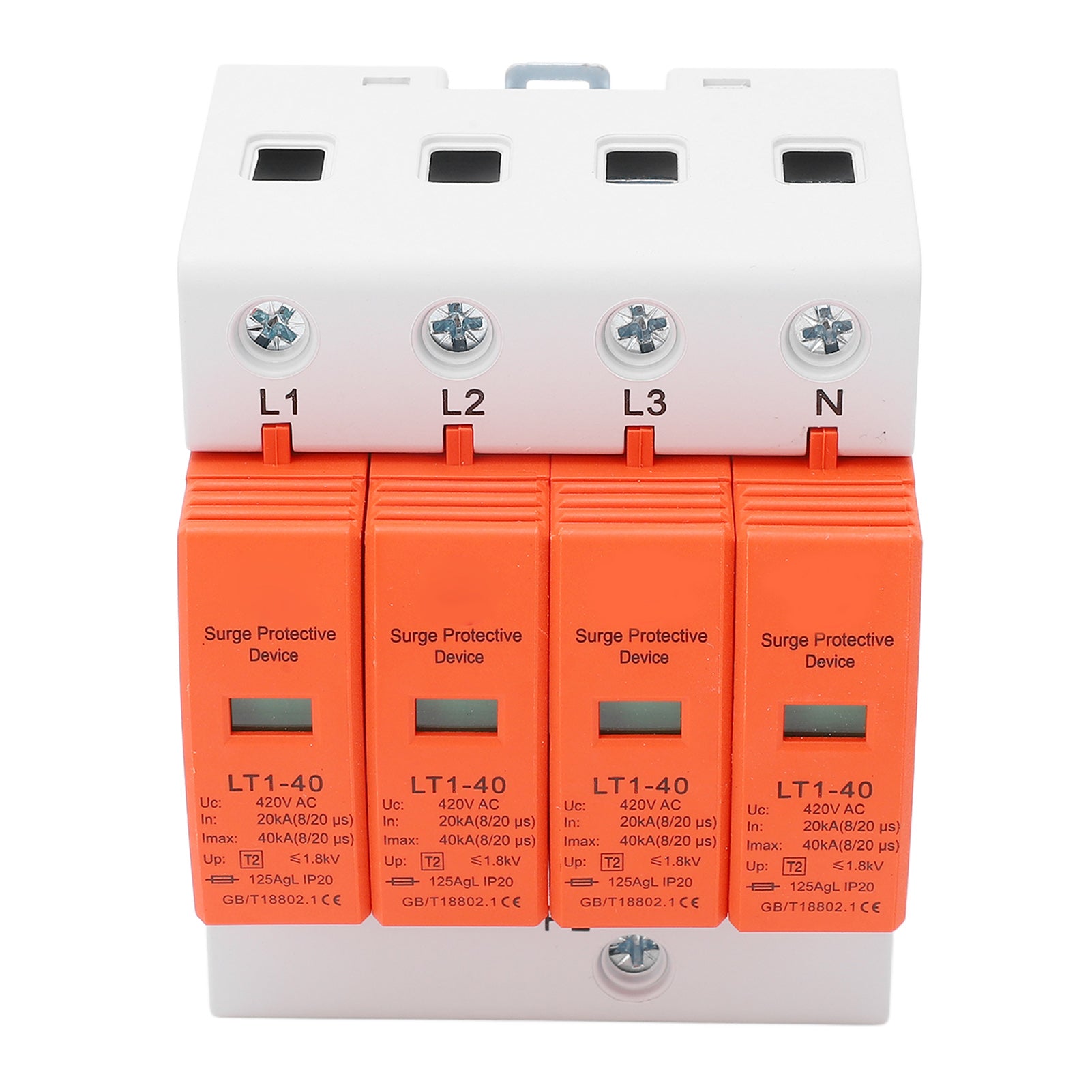 AC Surge Protector Quick Response 36mm Rail Installation 4P Surge Protective Device 20‑40KA 420V