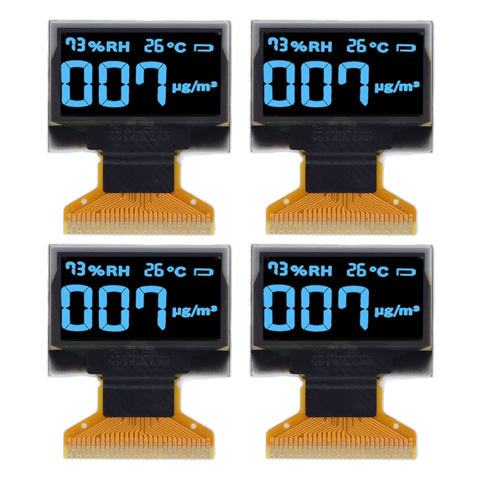 4Pcs 0.96in Organic Light Emitting Diode LCD Display 30PIN 128x64 Resolution Clear Displaying Screen Blue Displaying