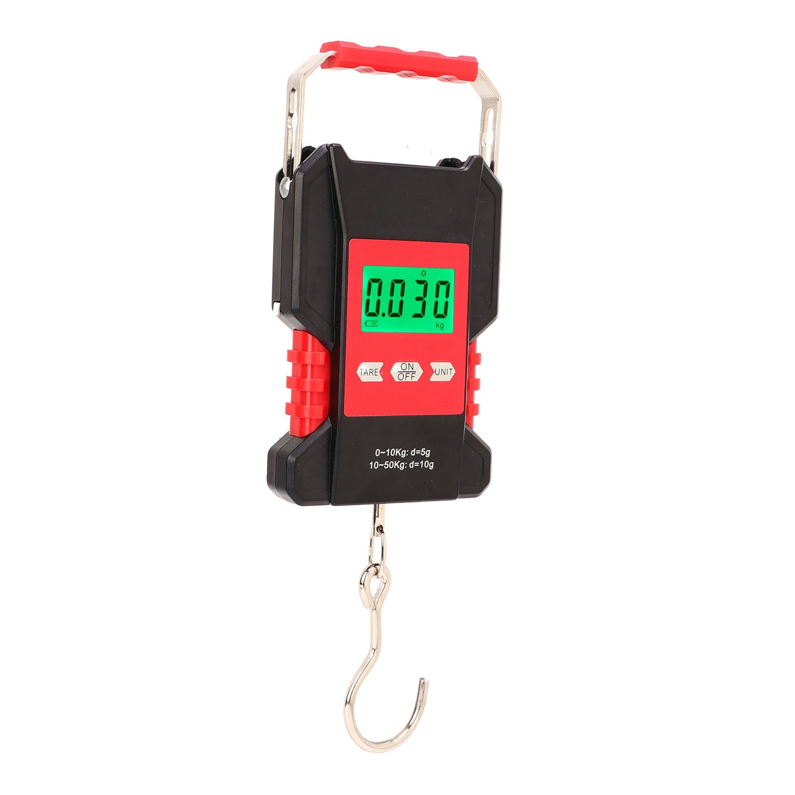 Digital Hanging Scale Waterproof Panel Stainless Steel Portable Fishing Scale with S Shape Hook 0-50kg