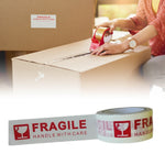 3Pcs Fragile Adhesive Label Warning Tape Strong Viscosity Clear Printing for Packing Sealing 48mmx100meter