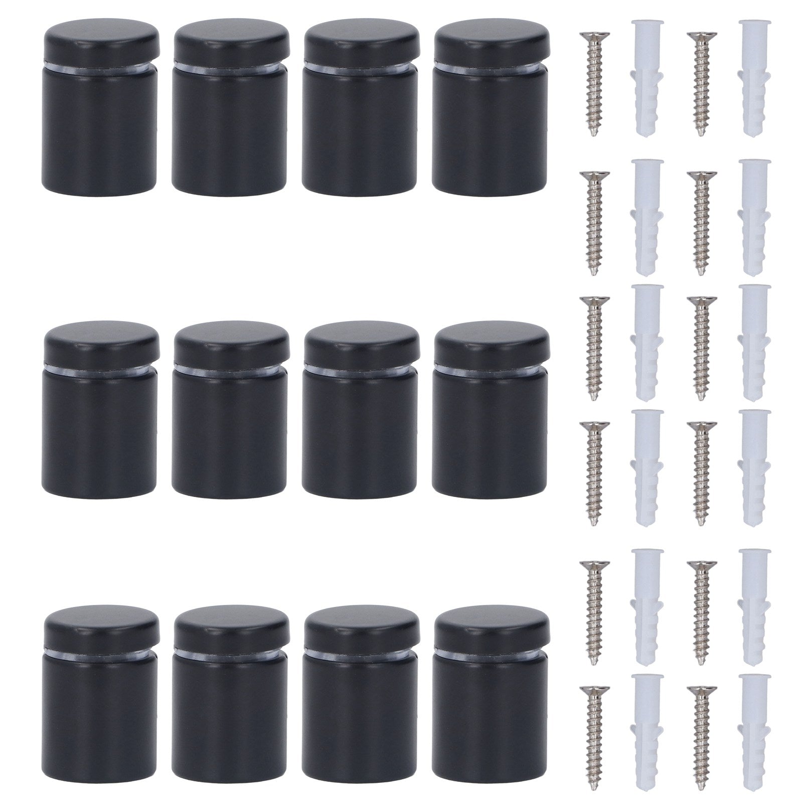 12 Sets Advertising Nail Stainless Steel Standoff Screws Mirror Glass Holder Mounts Tools