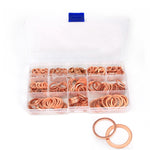 300PCS Flat Round Washers M5‑M20 Assortment Kit Copper Gasket Sealing Rings with Storage Box