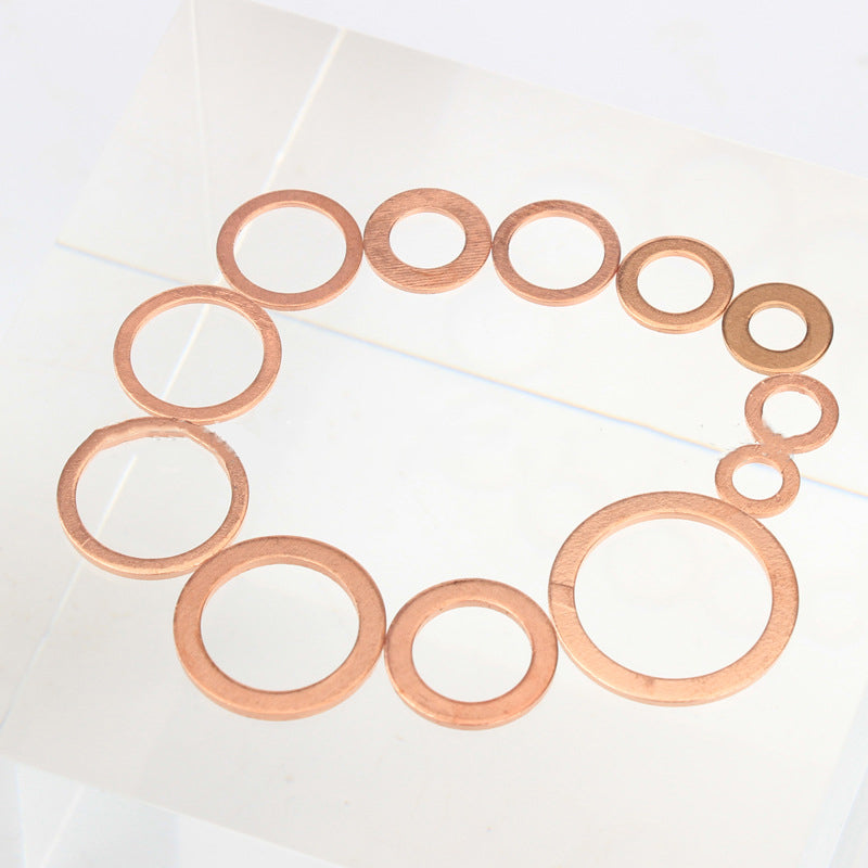 300PCS Flat Round Washers M5‑M20 Assortment Kit Copper Gasket Sealing Rings with Storage Box