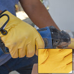 Leather Working Gloves Labor Protection Wear Resistant Garden Daily Work Protective Tool XXL Yellow