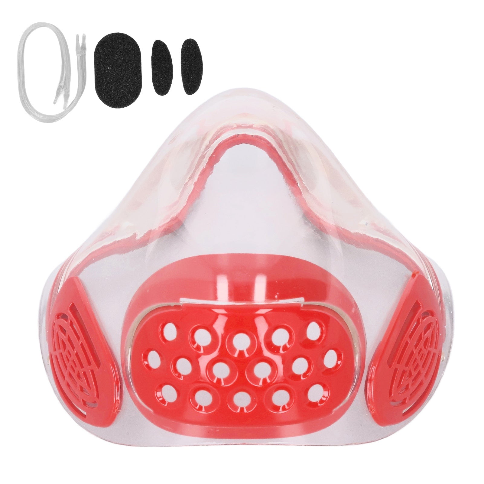 Anti Fog Respirator PC Transparent Splash Prevention Breath Filter Respirator Face Shield for Teacher Adult Red