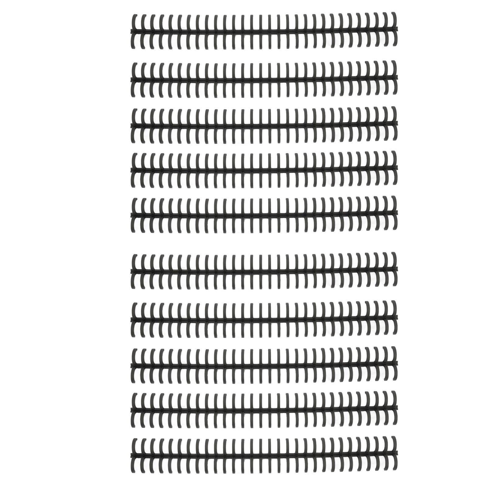 10Pcs Binding Spines Spirals Coils Combs 30 Holes Plastic Strip for Loose Leaf 1/2in Diameter Black
