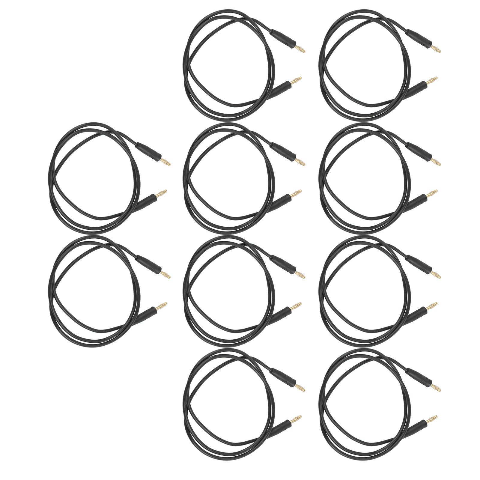 10 Set Banana Plug Test Leads Male to Male Gold Nickel Plated Brass Welding J.70003 4mm Black