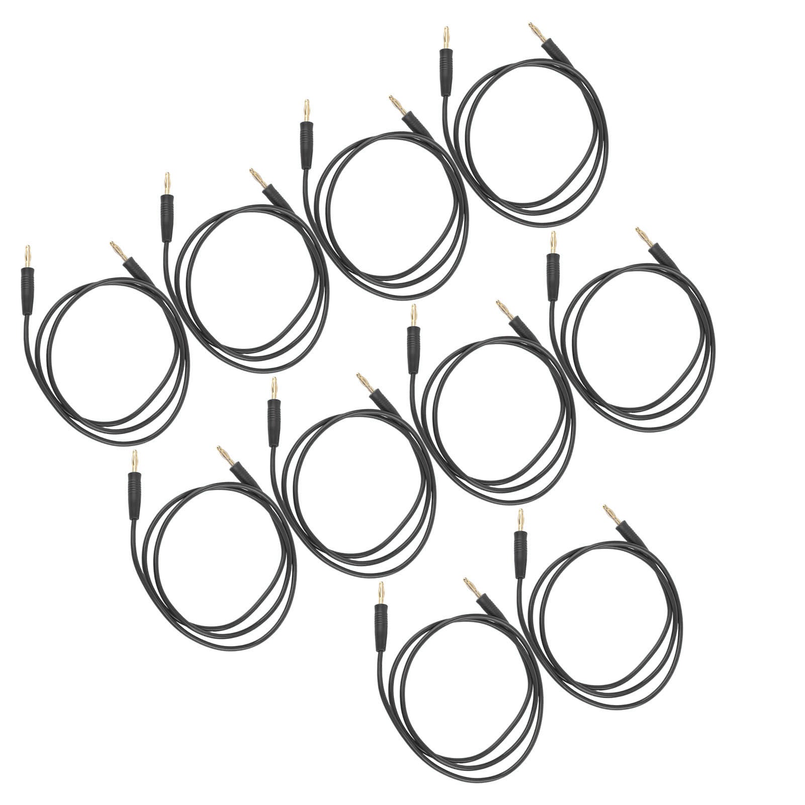 10 Set Banana Plug Test Leads Male to Male Gold Nickel Plated Brass Welding J.70003 4mm Black