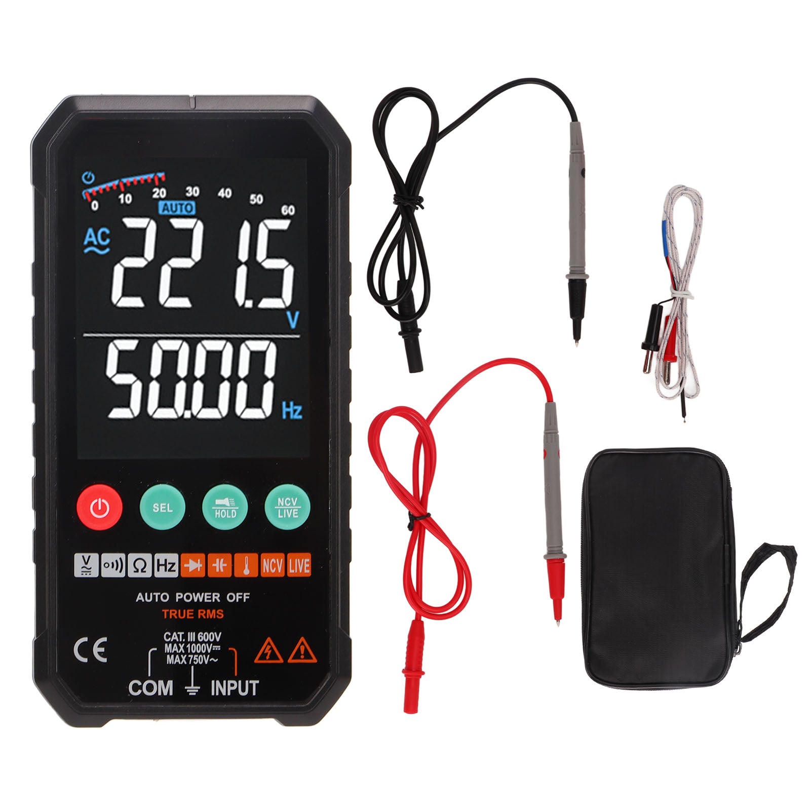 Digital Multimeter Automatic Identification Intelligent Anti Burn Portable Electrical Voltmeter Tester with HD Screen