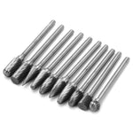 10 Pieces Tungsten Carbide Single Cut Rotary Burr SET 1/8"