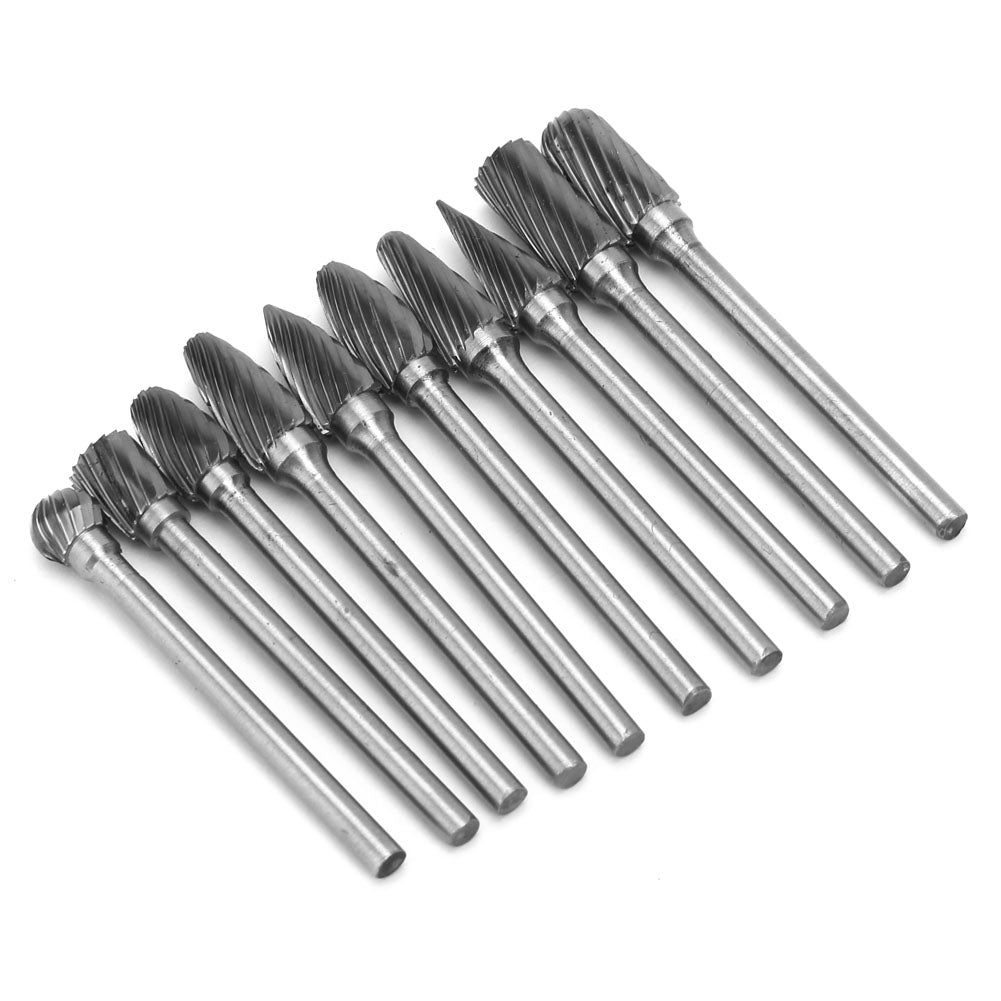10 Pieces Tungsten Carbide Single Cut Rotary Burr SET 1/8