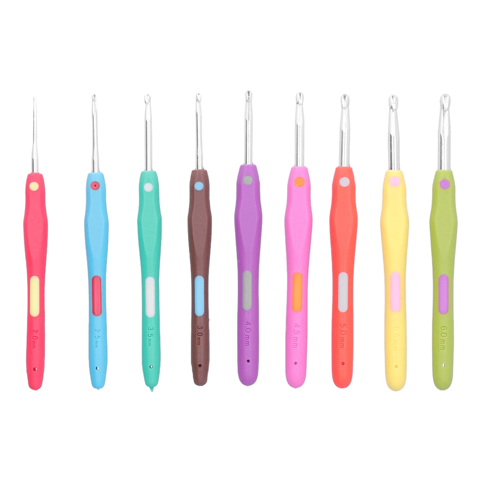 9Pcs Crochet Hooks TPR Ergonomic Soft Handle Easy Identification Wide Application Crochet Needle
